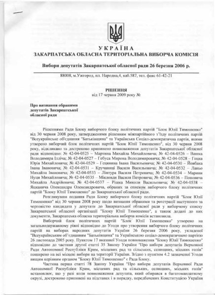 Закарпатський БЮТ зробив чергову спробу завести нових депутатів в облраду. ТВК проголосувала 