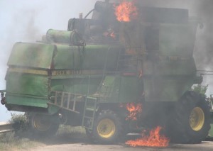 На Мукачівщині горів комбайн