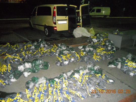 На Закарпатті на митниці у водія з пасажирами "відібрали" 584 сітки для лову риби, що їх везли в Україну (ФОТО)