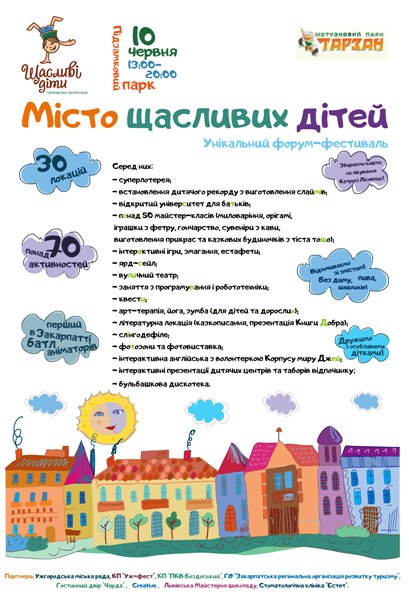 Майстер-класи, квести, розваги і навіть пітони. ПРОГРАМА форуму-фестивалю "Місто щасливих дітей" в Ужгороді