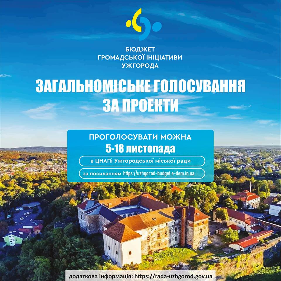 5 листопада в Ужгороді стартує голосування за проекти Бюджету громадської ініціативи