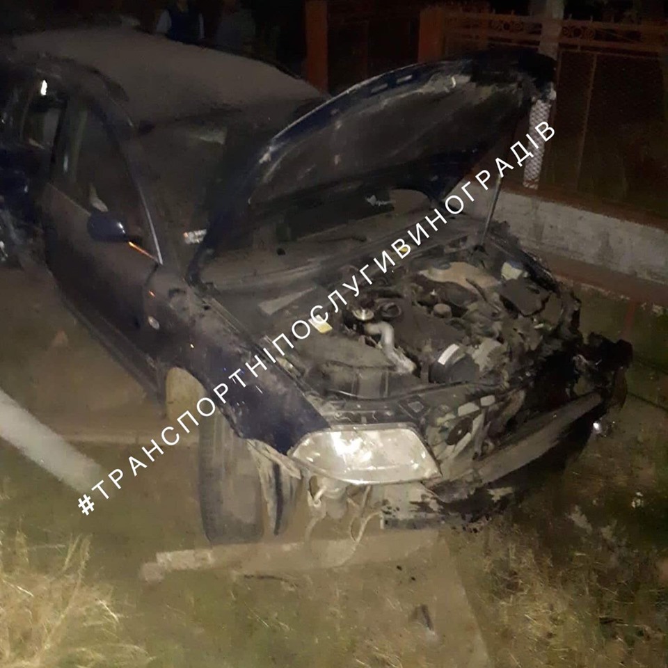 У Підвиноградові на Виноградівщині VW Passat врізався в бетонні електроопори (ФОТО)