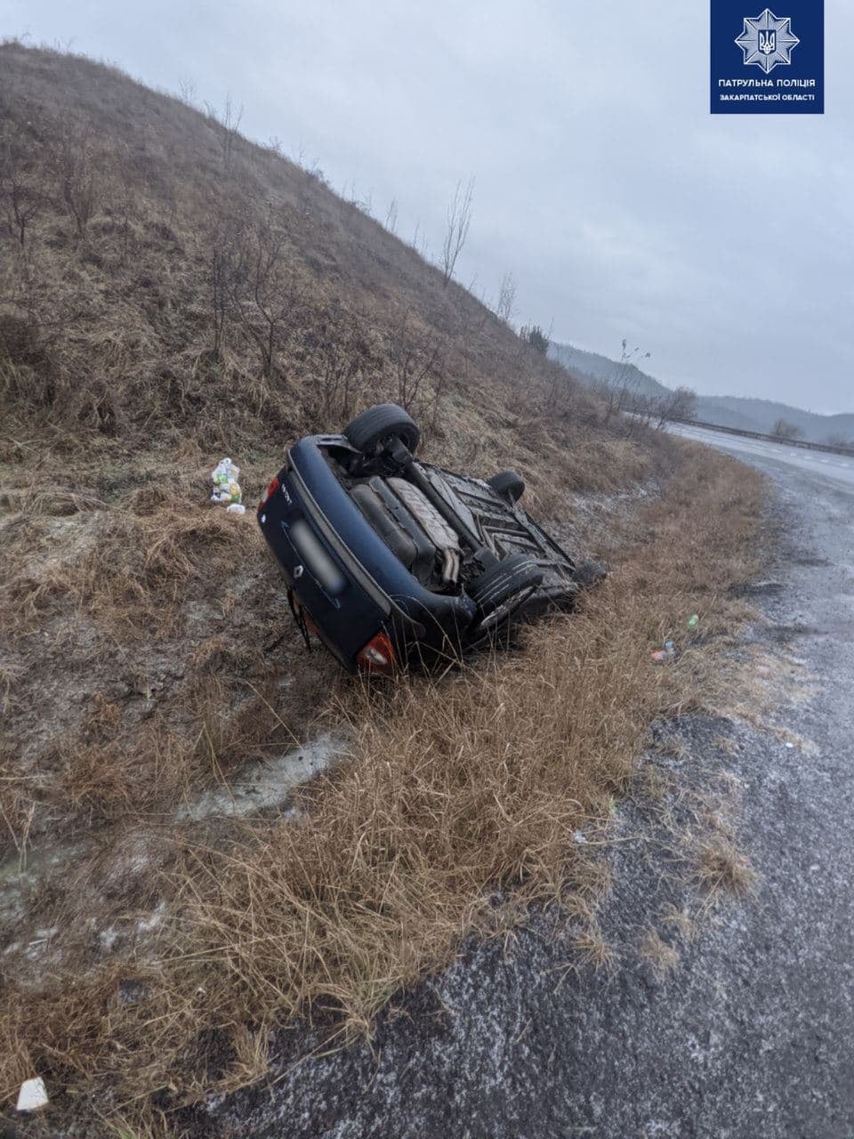 ФОТОФАКТ. На Закарпатті водійка Renault перекинулася в кювет