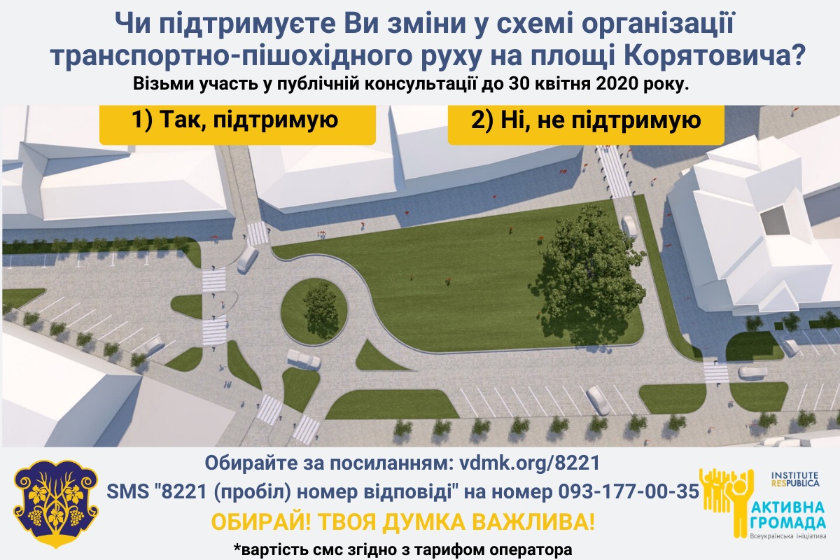 Ужгородцям пропонують долучитися до публічної консультації щодо змін в організації руху авто на площі Корятовича (ФОТО)
