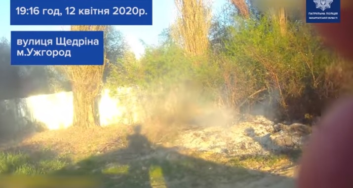 В Ужгороді виявили двох чоловіків, котрі спалювали сухостій і порушували правила карантину (ВІДЕО)