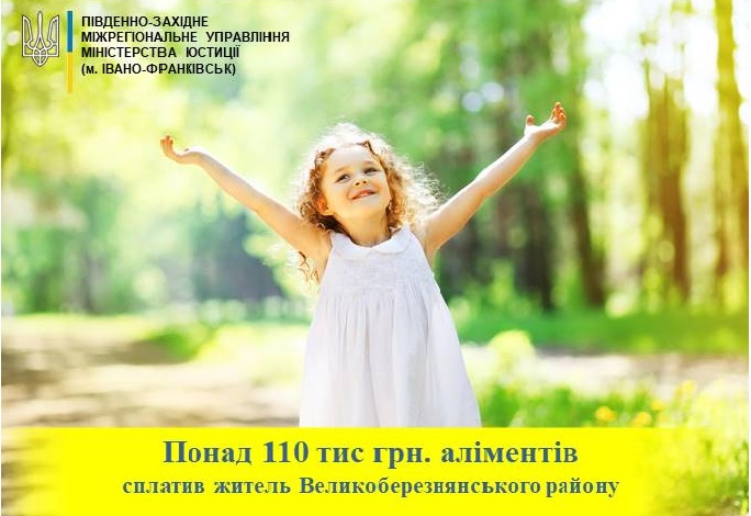 Понад 110 тис грн аліментів сплатив мешканець Великоберезнянщини
