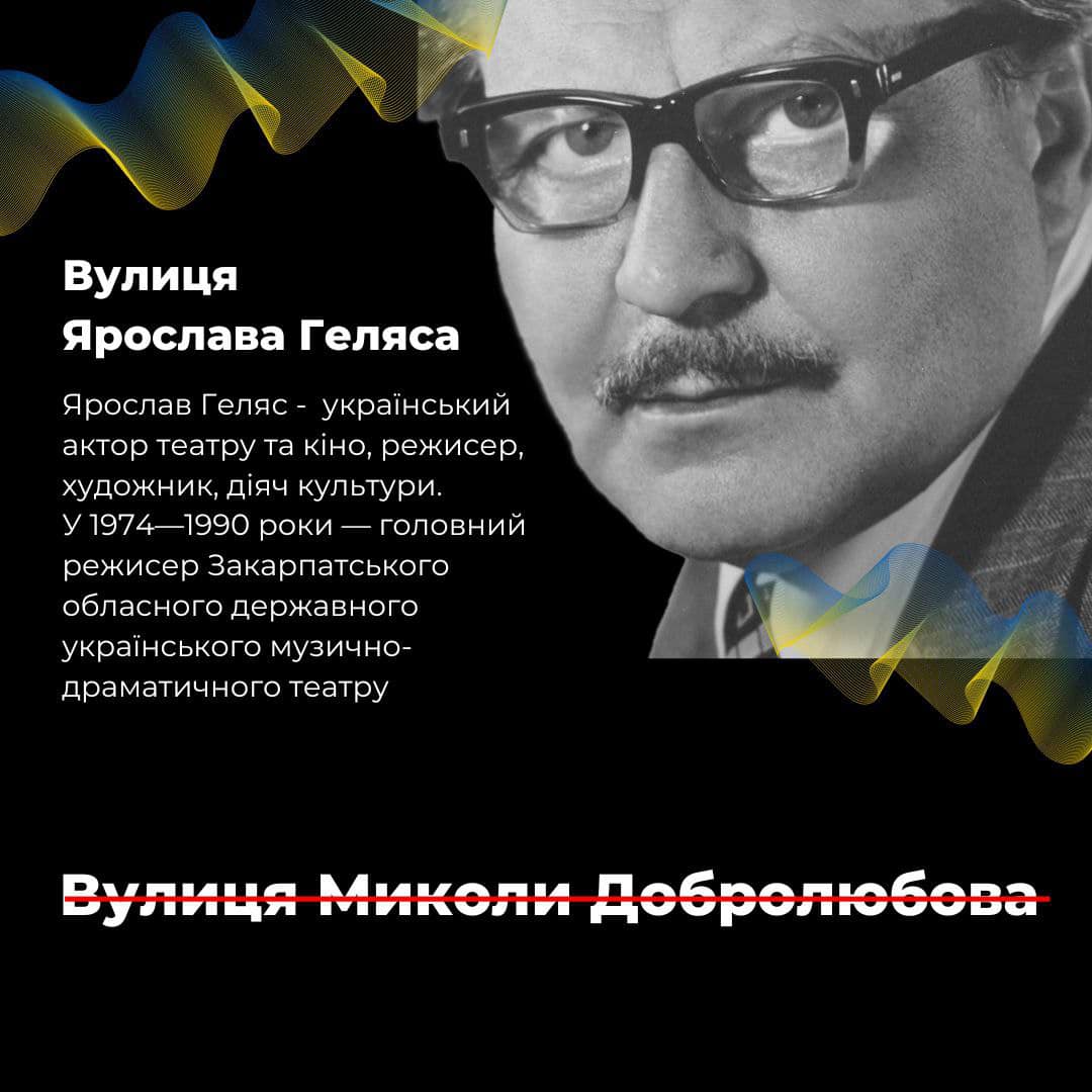 В Ужгороді з’явилася вулиця відомого режисера Ярослава Геляса