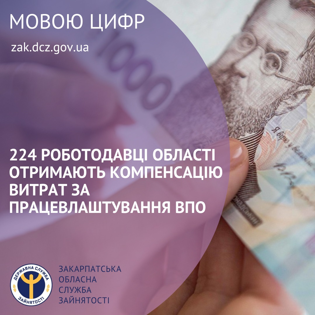 224 роботодавці на Закарпатті отримають компенсацію витрат за працевлаштування переселенців