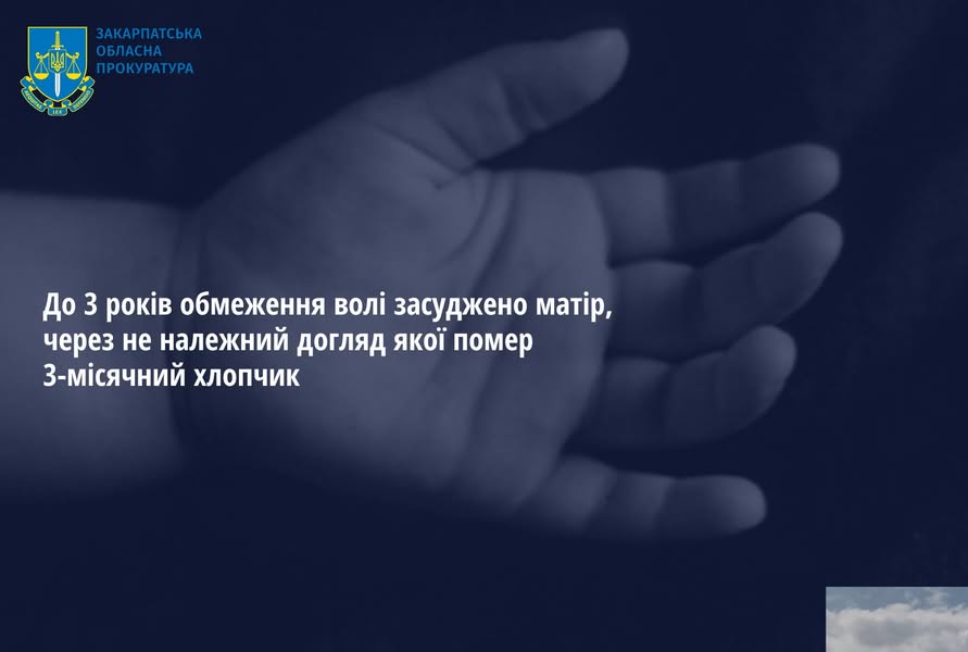 Жінку з Сухого на Ужгородщині, через яку помер її 3-місячний син, засудили до 3 років тюрми