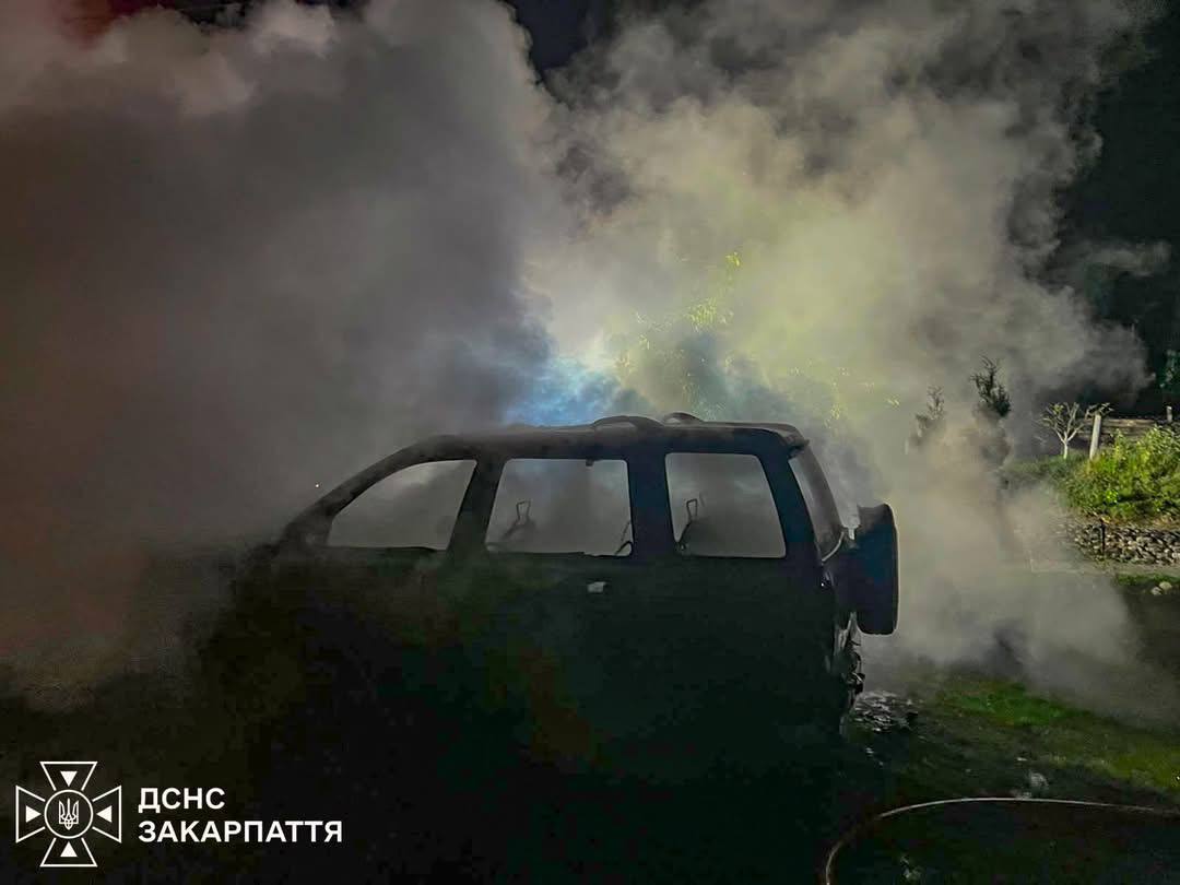 На Закарпатті власник обгорів, рятуючи від вогню свій автомобіль (ФОТО)