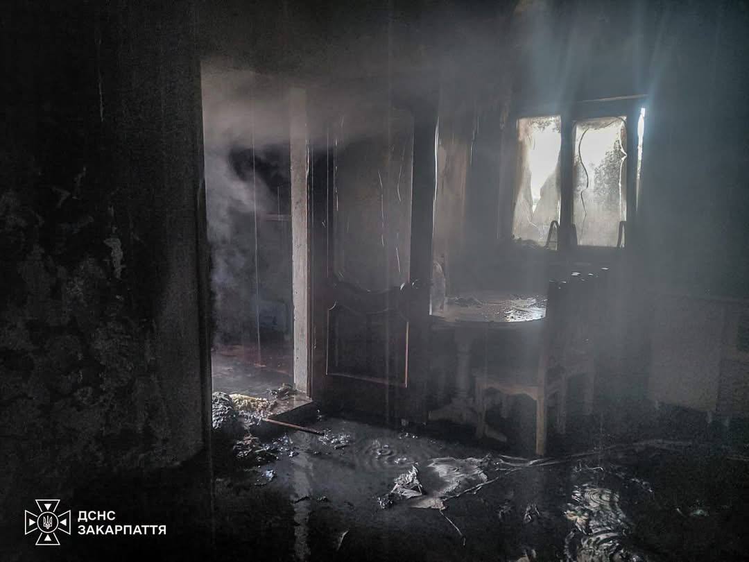 На Хустщині чоловік випадково помітив пожежу в будинку та викликав рятувальників (ФОТО)