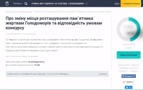 Ужгородці зареєстрували на сайті міської ради петицію щодо перенесення монументу жертвам Голодомору "Свіча пам`яті" (ВІДЕО)